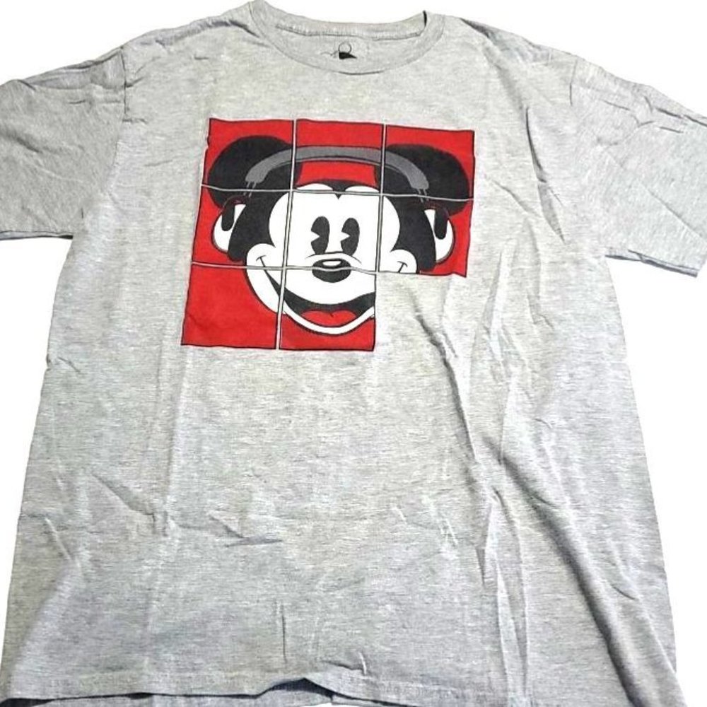 Disney Mickey Mouse Head Phones Gray Large T Shirt Short Sleeve